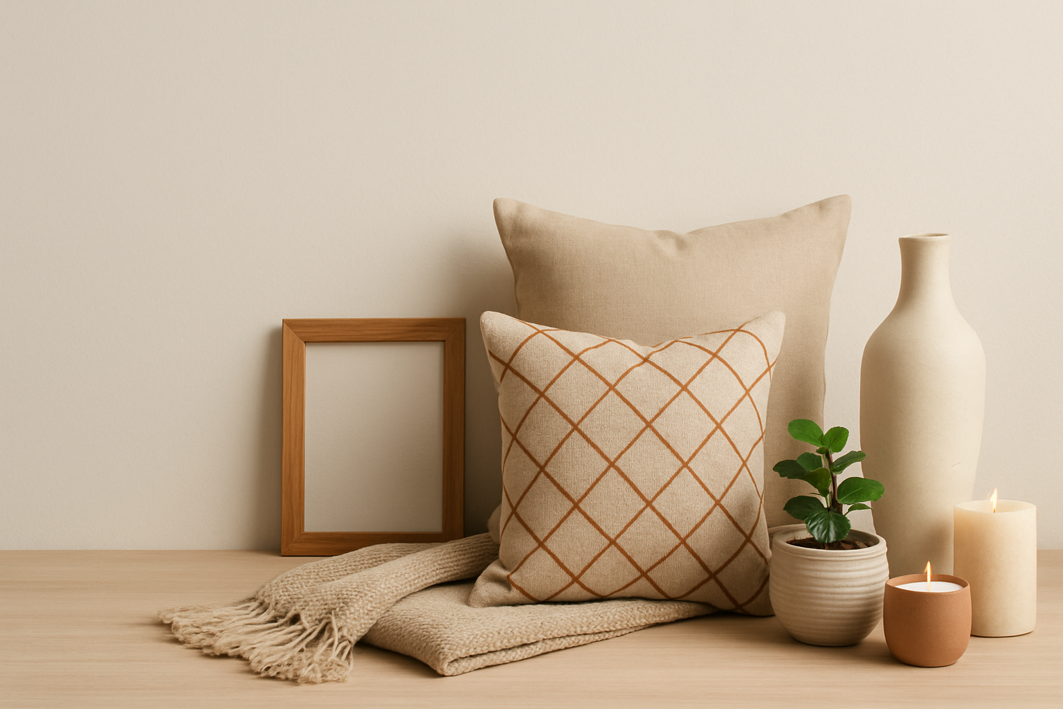 design an hero banner for my brand, more of home decor, home geral use. make sure there are not text on the image, and put the designs to right side